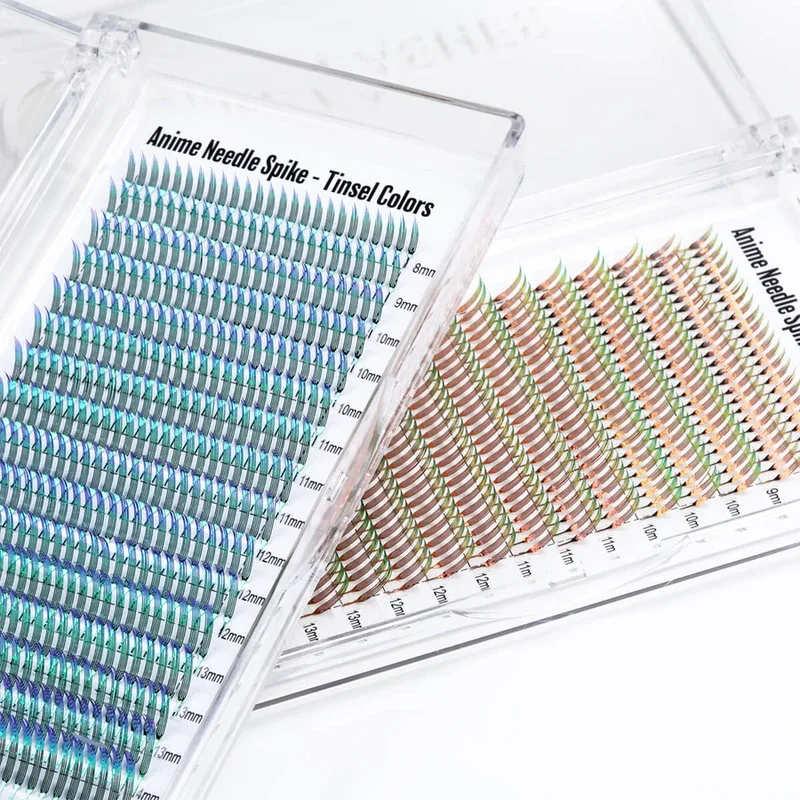 SENSE LASHES Tinsel Colors Comic Spire Eyelash Extensions Premade Fan Lashes Anime Needle Spike Lash (400 Fans)