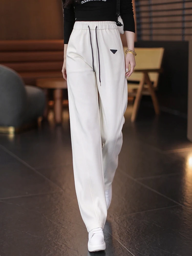 

High Waist Wide Leg Sports Pants Women's Casual Slim Fit Knife Sweatpants Street Style Spring Autumn New Arrival