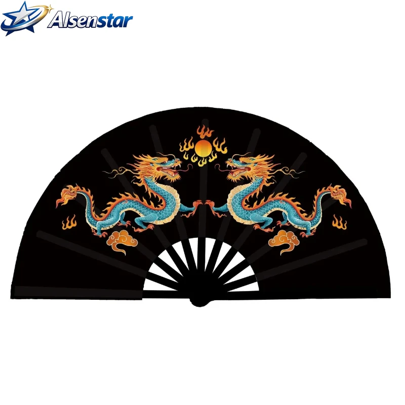 Chinese Style Double Dragon Tai Chi Fan Ancient Style Classical Genuine Kung Fu Fans the Old Men Morning Exercise Fitness Fans