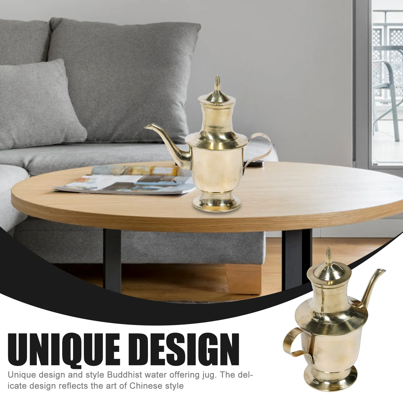 

Copper Buddhist Jug Decanter for Tea Offering Pot Decorative Offering Pot for Home Office