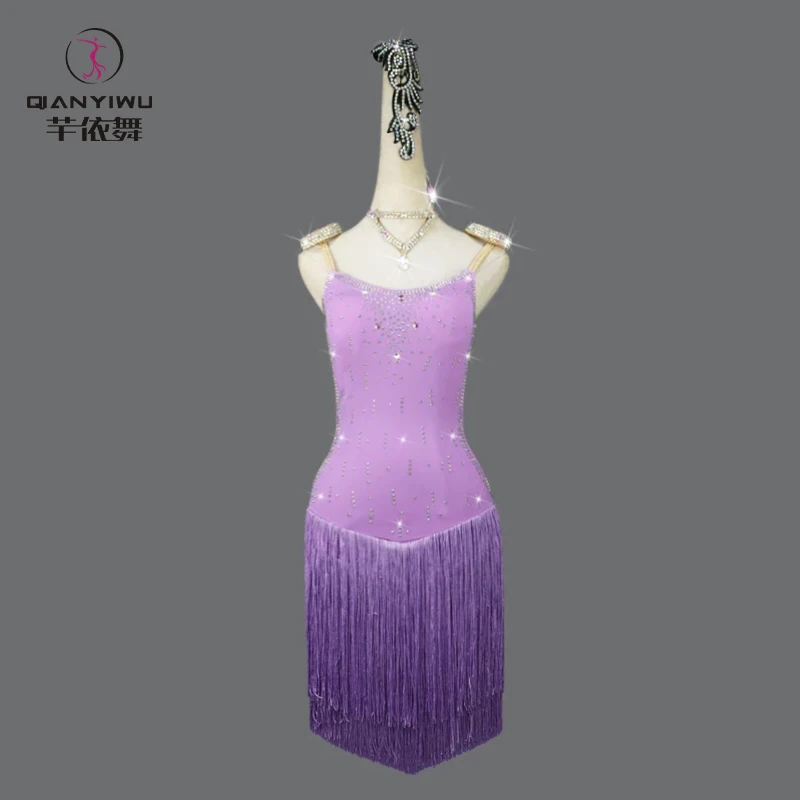 

New Latin Dance Dress Performance Competition Costume Tops Women Ballroom Practice Wear Training Clothes Fringed Skirt Line Suit