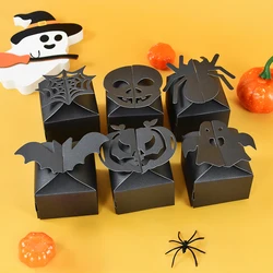 6/12pcs Halloween Candy Box Black Spider Pumpkin Ghost Box Trick or Treat Gift Cookie Snack Packaging Bag Halloween Party Decor
