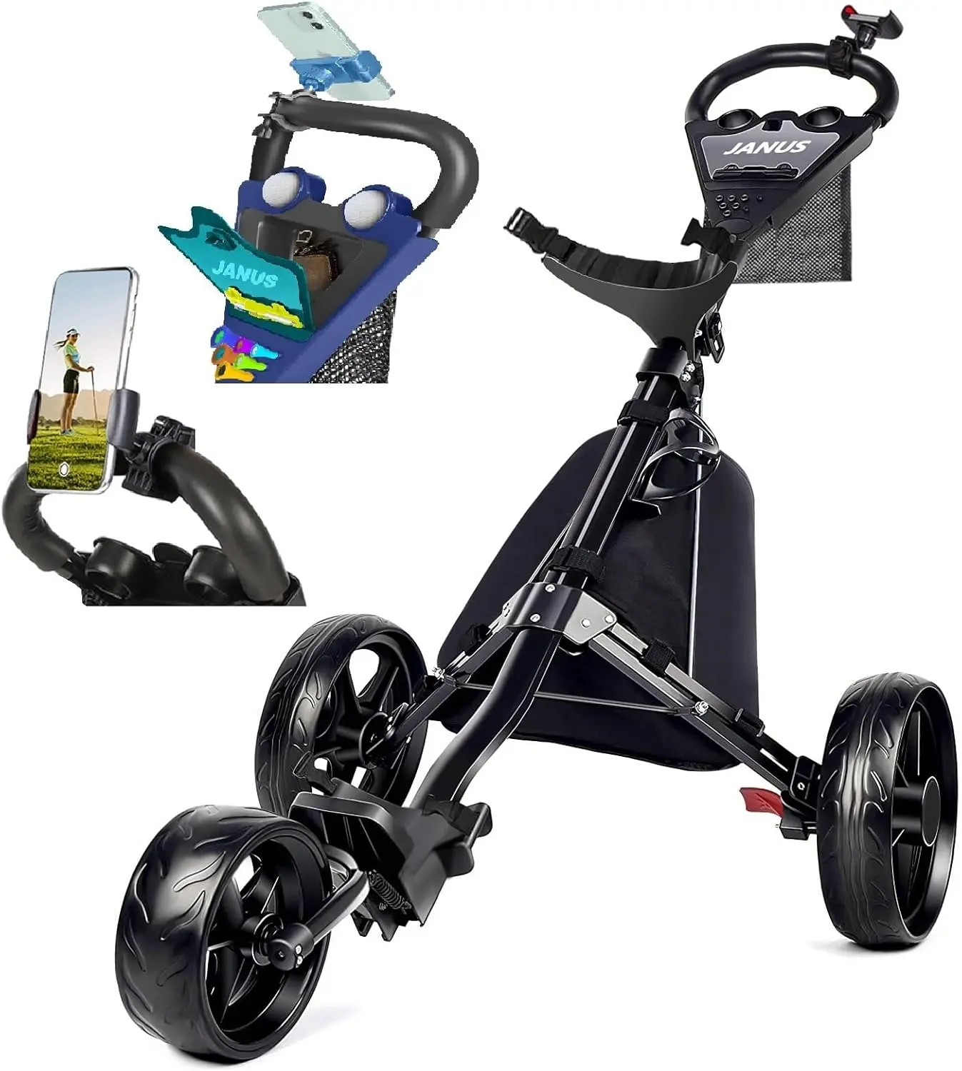 

Golf cart, Foldable Push cart, Bag cart, Pull cart. Caddy Carts Optional Large Wing or Small Wing, Fit