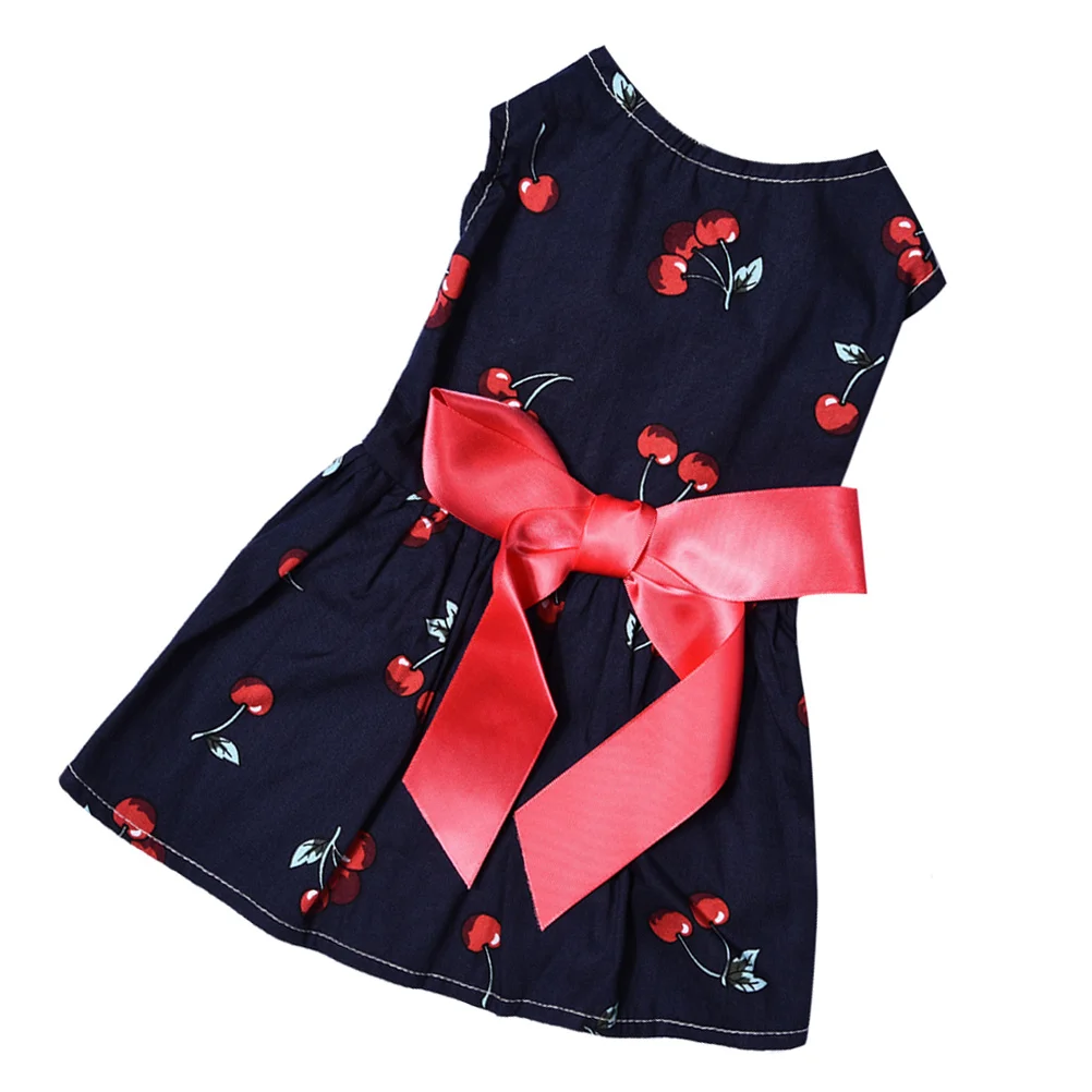 

Summer Pet Dog Dress Xs Cherry Elegant Sleeveless Puppy Skirt Charming Comfortable Cool for Daily Holiday Photos Pet Clothes
