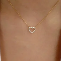 Fashion Rhinestone Heart Choker Necklace for Women Short Chain Shape Pendant Collares Necklace Ethnic Bohemian Jewelry Wholesale