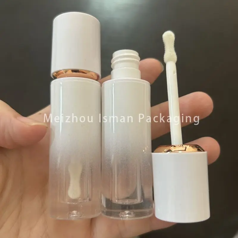 

50Pcs 3ML gradient white big brush lip gloss tube liquid concealer foundation bottle eye shadow applicator with golden circle