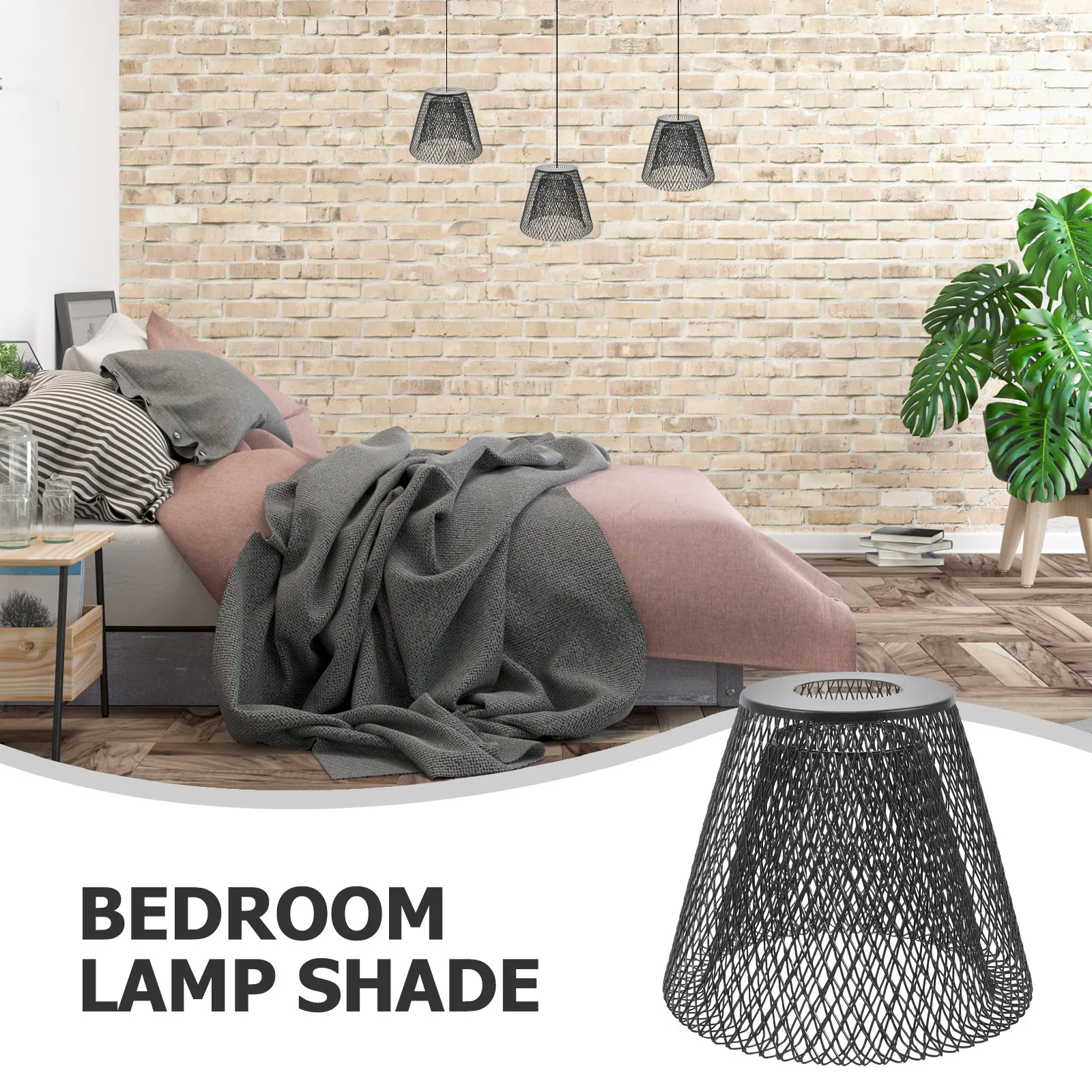 Pendant Lamp Shade Metal Cage Hollow Mesh Light Cover for Hanging Ceiling Lamp Trapezoid Shape Easy to Install Multipurpose