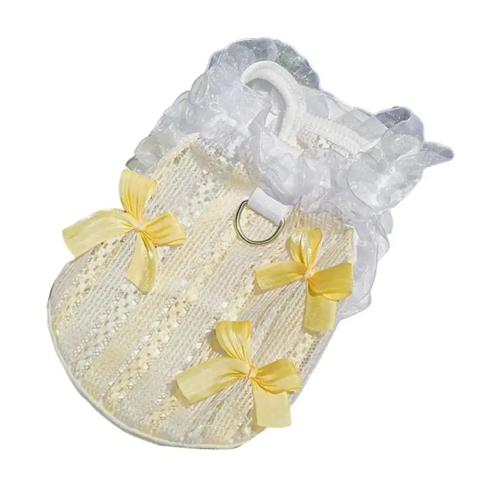 Pet Supplies Elegant Pet Vest Shirt Hollow Lace Bowknot Cat Dress Breathable Cute Dog Clothes For Dogs Puppy Cats