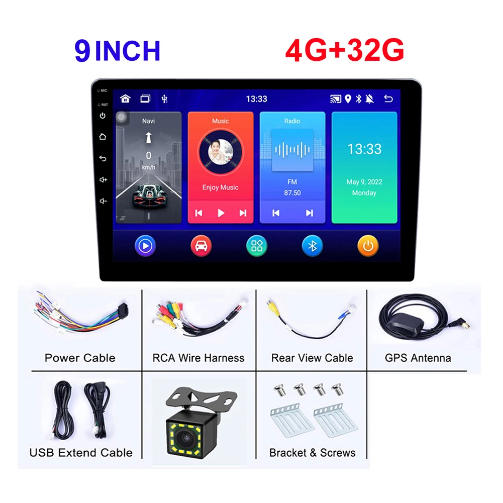 

4GB RAM+32G MP5 Player 9 Inch Double Din Car Radio Multimedia Video Player Accessories For Vehicles