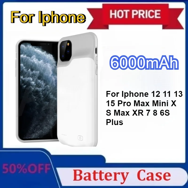 

New 10000mAh Battery Case for Iphone 12 11 13 15 Pro Max Mini Power for IPhone X S Max XR 7 8 6S Plus SE2020 Case