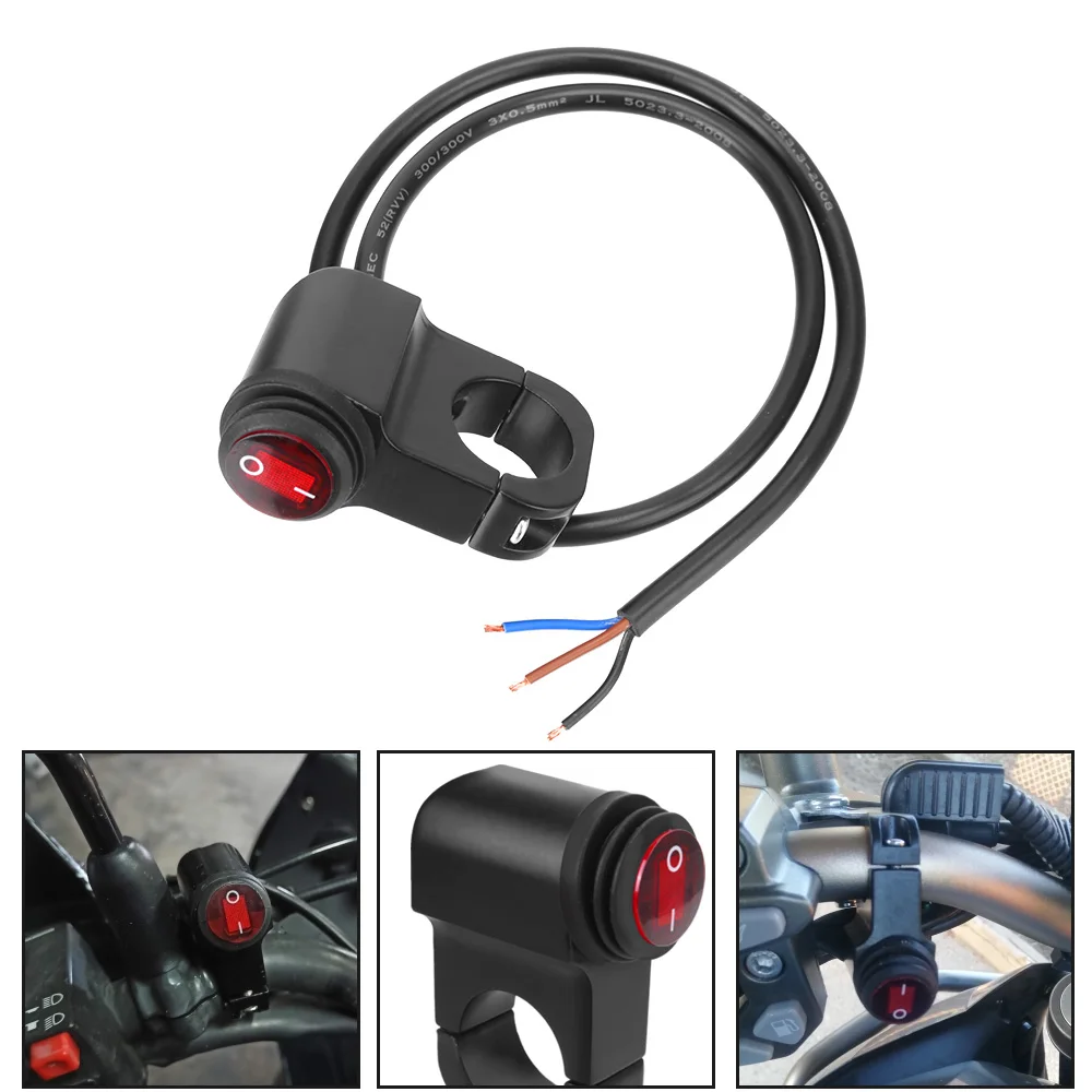 Light Switch Aluminium Alloy Headlight Motorcycle Accessories Motorcycle Handlebar 12V On/Off Switch Button Waterproof