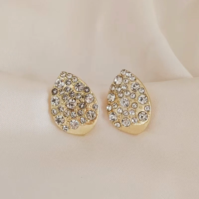 2024 New Water Drop Stud Earrings for Women Full Crystal Geometry Luxury Wedding Ear Jewelry Exquisite Small Earrings brincos