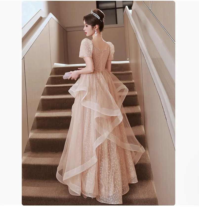 Temperament Evening Dress Women's Banquet Piano Art Exam Light Luxury French Dress Adult Gift Dress