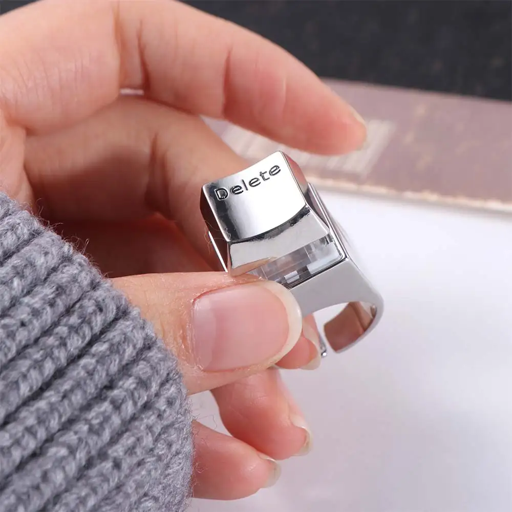 Fashion Mechanical Keyboard Delete Keyboard Ring Bright Fog Square Opening Delete Ring Funny Metal Keyboard Ring Jewelry Gift