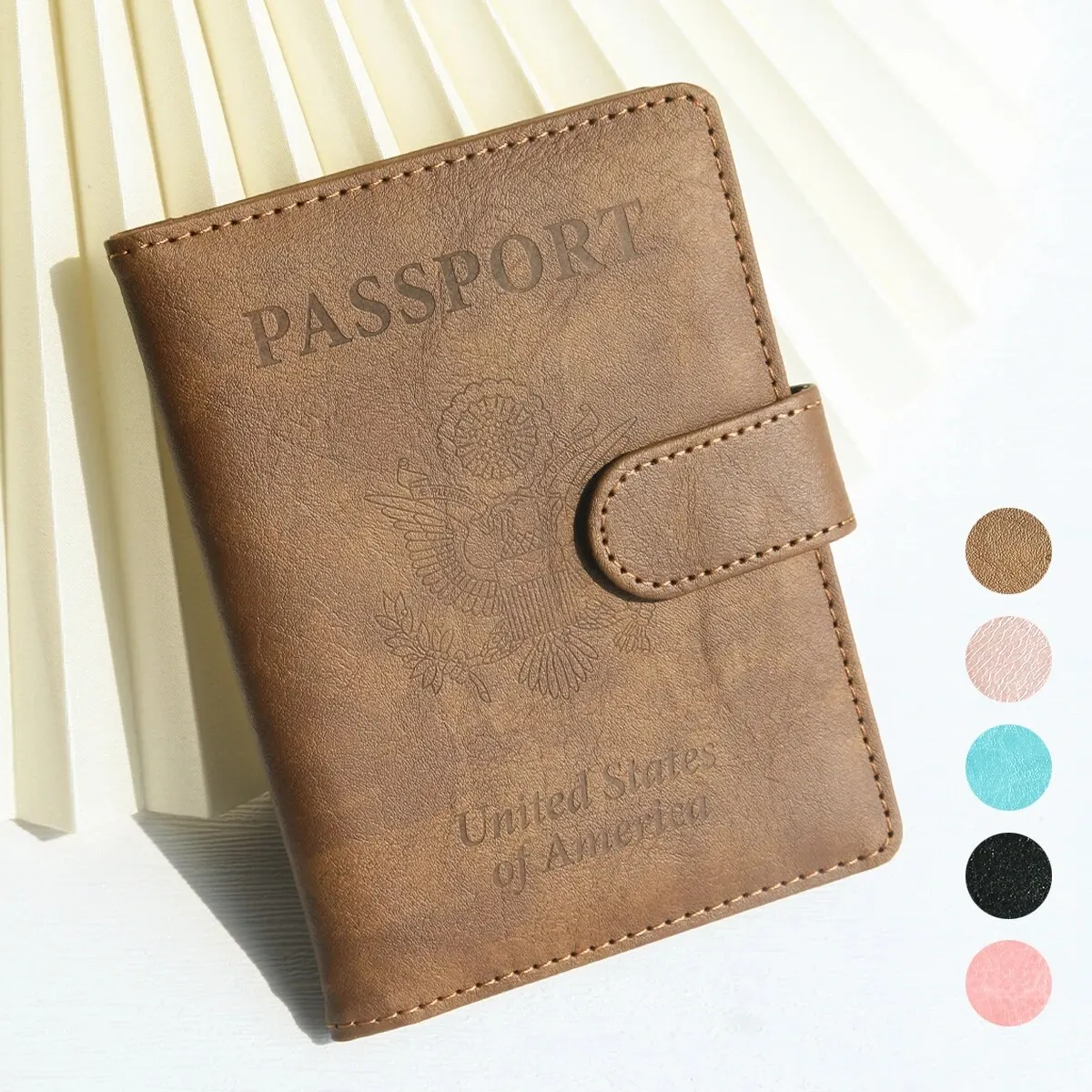 Passport Vaccine Card Holder Combo Leather RFID Blocking Passport Wallet Passport Cover Case Travel Gift United State