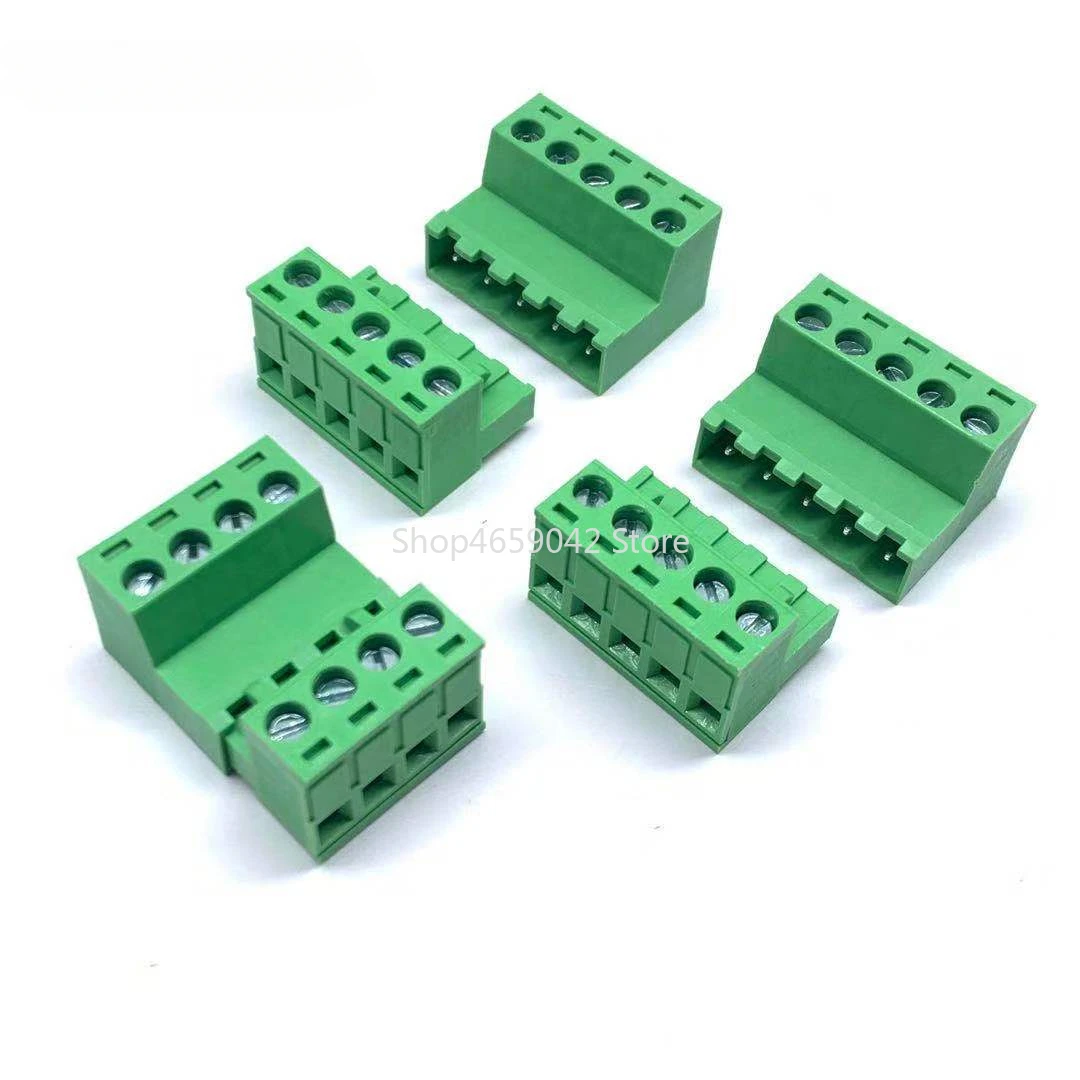 2sets Solderless Docking Type 2EDG 5.08MM Screw Terminal Block Connector PCB Plug-in Type 2edg Type Green Terminal Block