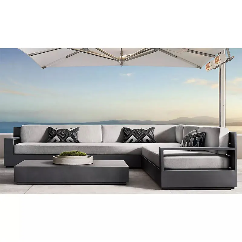 Modern Customized Aluminum Outdoor Sofa Set for Patio Garden Office Building Living Room Park Hotel Use-Multi-seat Design