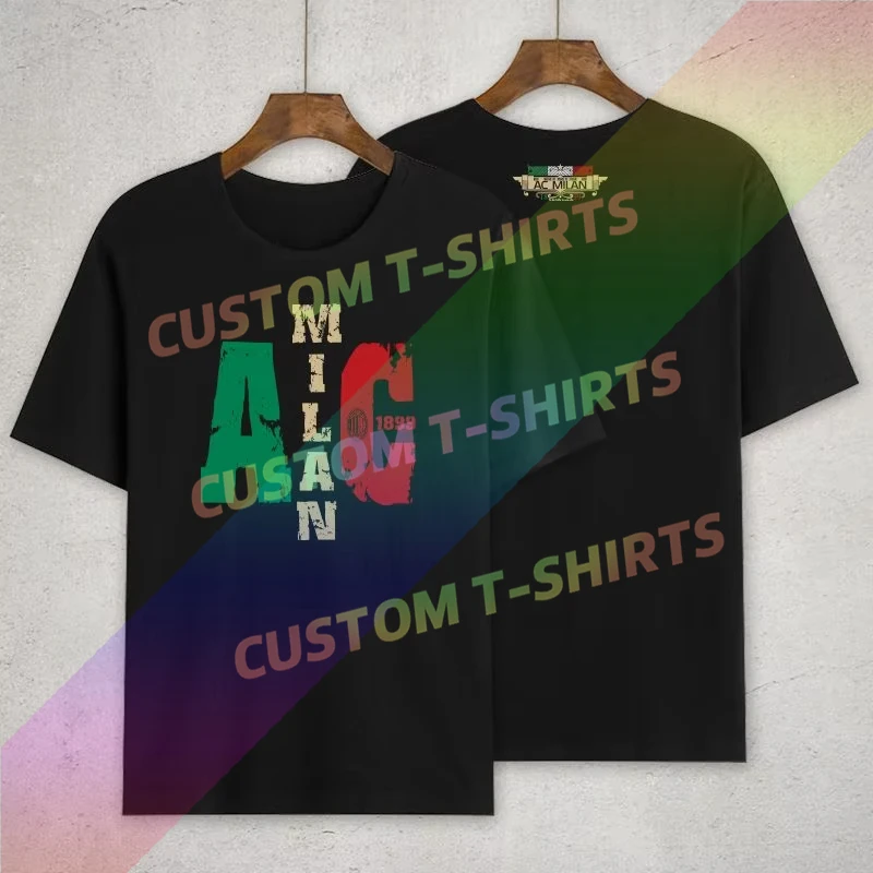 

2025 AC Milan Short-sleeved T-shirt Casual Commemorative Printed Fan Cultural Shirt Pure Cotton