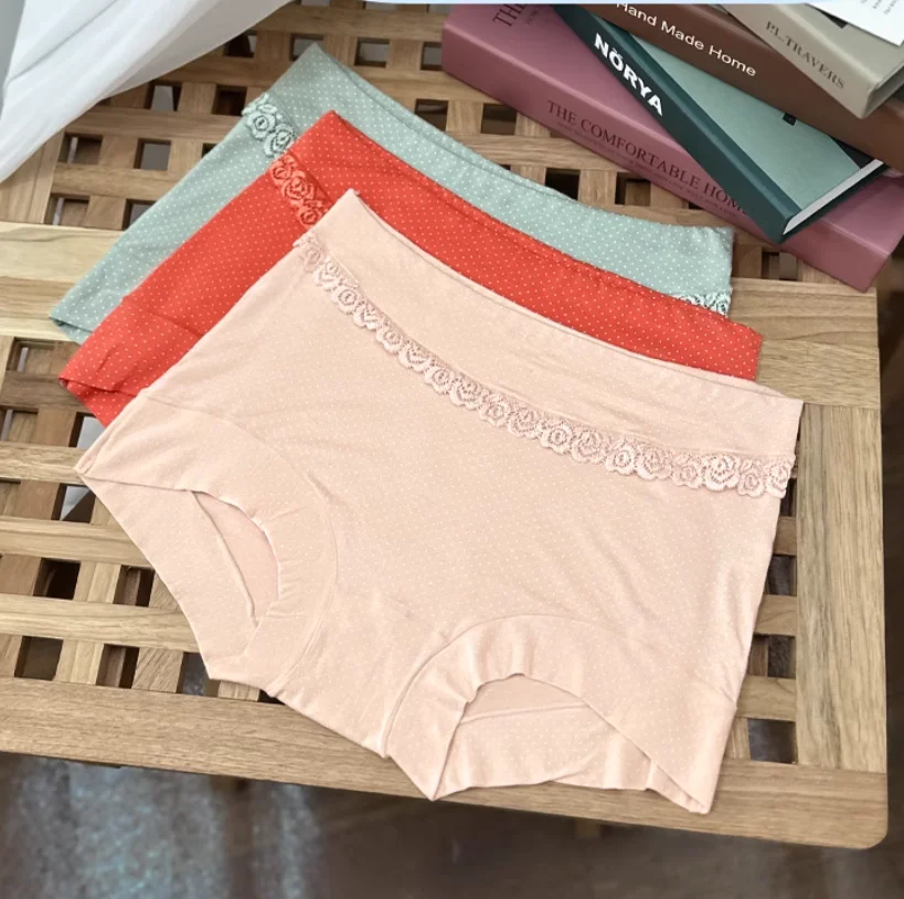 

3 шт./лот, женское нижнее белье, мягкие и дышащие трусы в горошек из модала с маленькими плоскими углами, комплекты трусиков, женские трусы