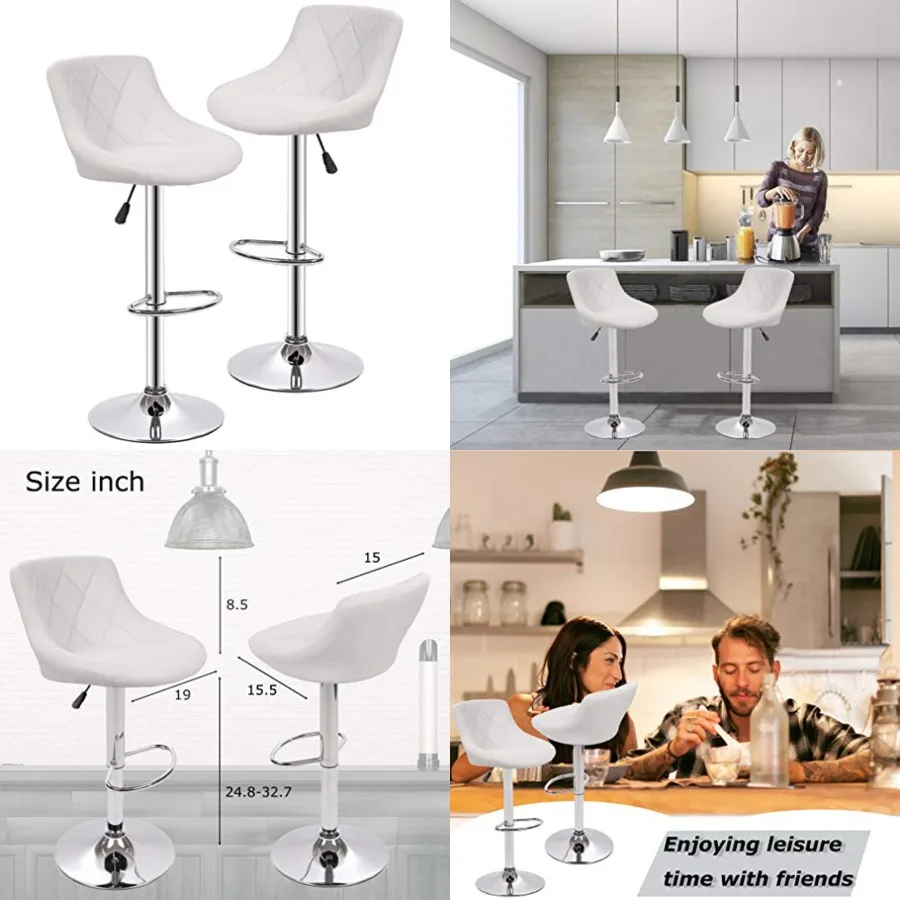 

Counter Height Bar Stools Set of 2 Swivel Stool Barstools Height Adjustable Bar Chairs with Back PU Leather Swivel Bar Stool Ki
