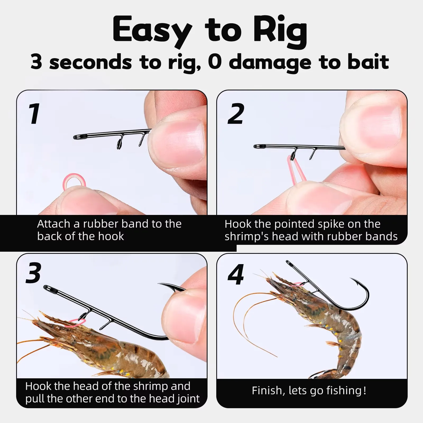 FishTrip anzuelo para camarones vivos – Acero carbono bagre lubina - imagen 2