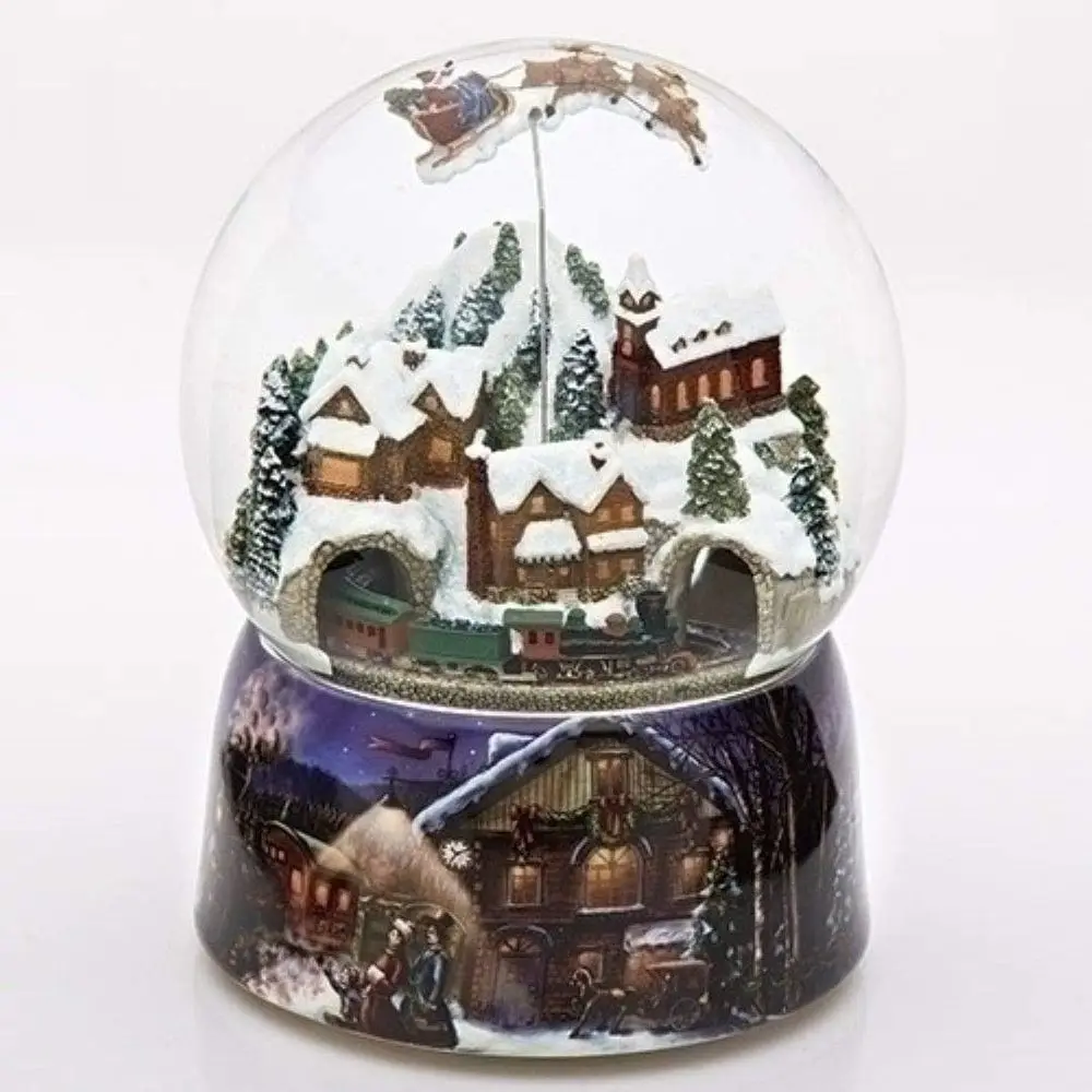 

8 Inch Musical Snow Globe with Santa in Sleigh, 150mm