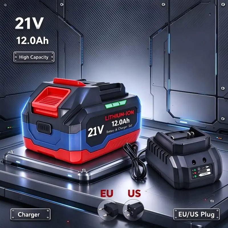 12Ah High Capacity Lithium Ion Battery Pack, Replacement for Makita 18V LXT Tools,Fits DDF487 BL1860 for Makita 21V Battery
