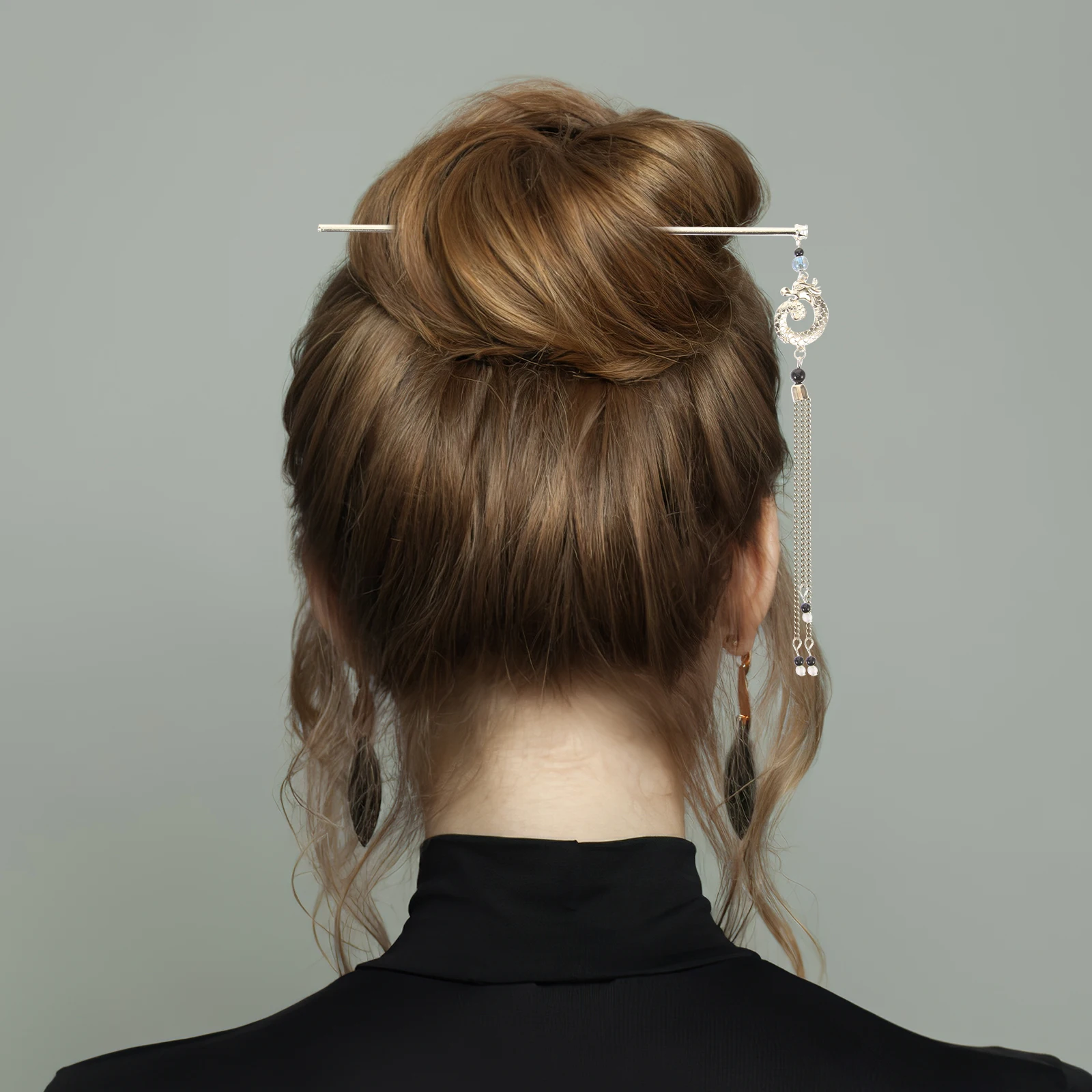

Dragon Tassel Hairpin Accessories Vintage Women Hair Chopsticks for Bun Styling Hanfu Wedding Party Chinese Zodiac