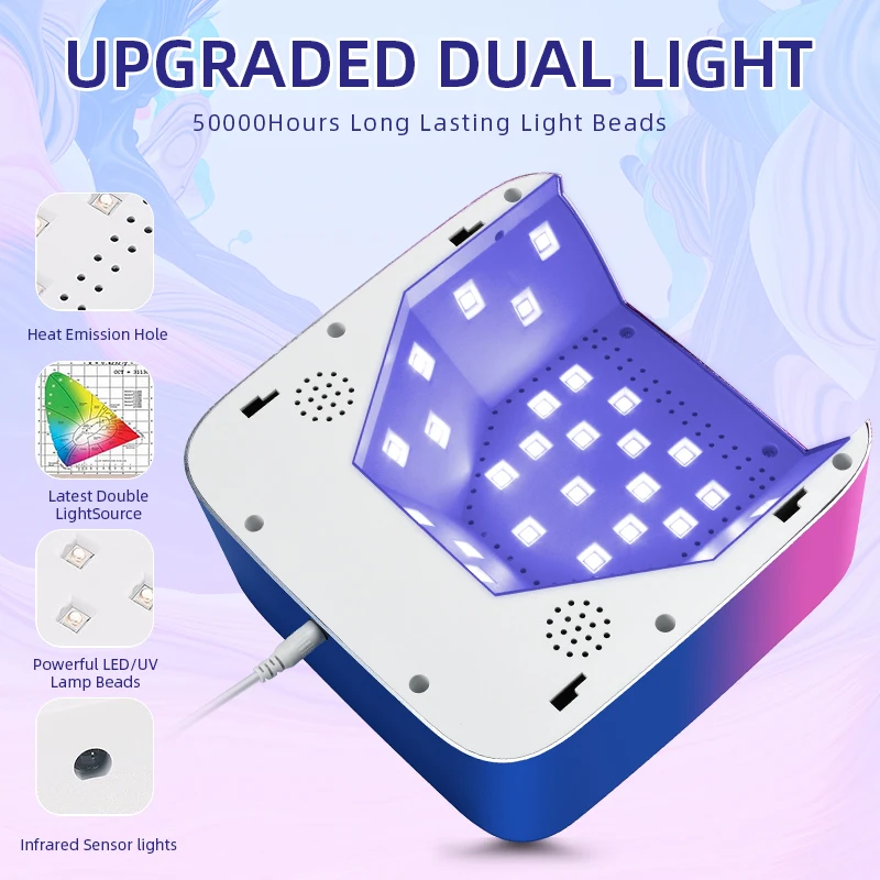 Lampada per unghie a LED per asciugatrice per unghie lampada UV per Manicure potente lampada per unghie in Gel UV con strumento per salone di Pedicure per Manicure con rilevamento del movimento