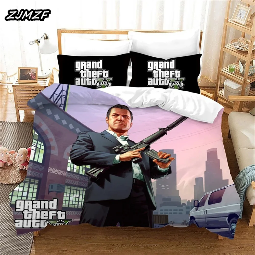 Grand Theft Auto 5 Bedding Set,Duvet Cover Comforter Bed Set Quilt Cover Pillowcase,King Queen Twin Size Boys Girls Adultse