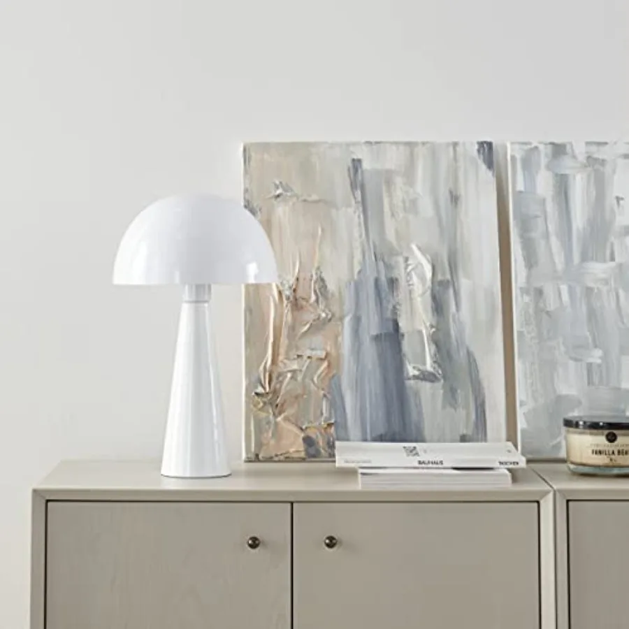 

Home 16" White Metal Mushroom Table Lamp, Modern, Retro, Desk Light for Bedroom, Dining, Office, Entryway