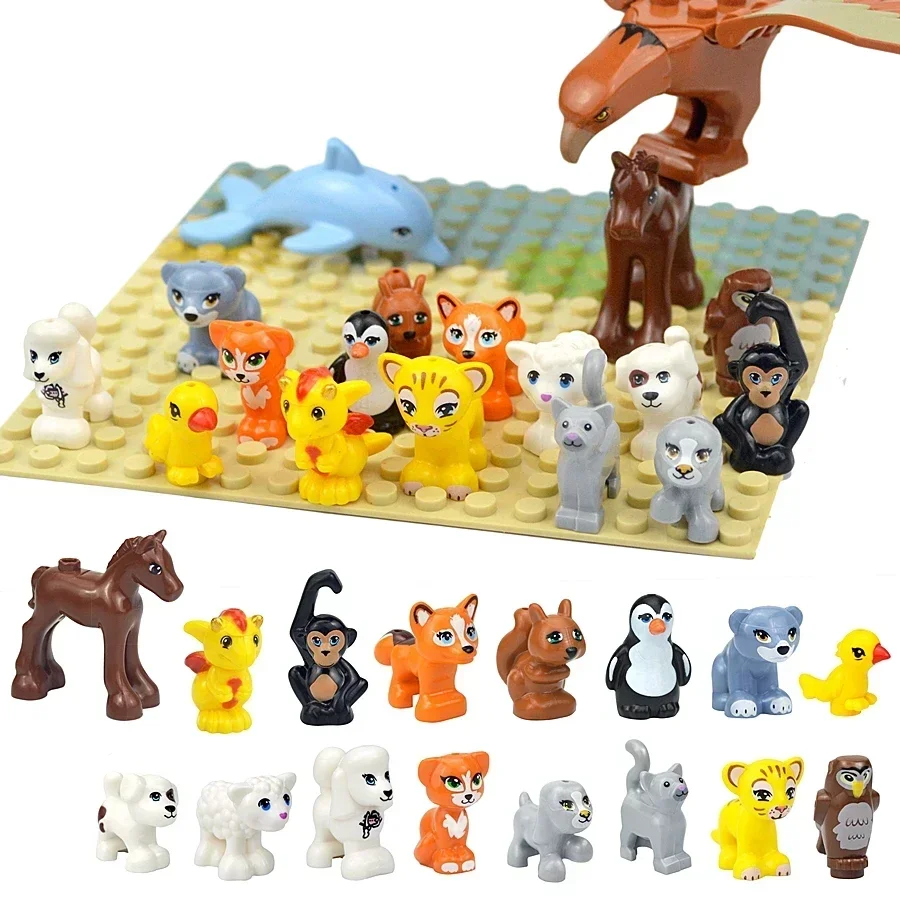 MOC City Brick Animal Set Small Particle Animals Cute Dog Sheep Goat Cow Pig Chicken Figures Building Block Toy for Kid Gift Toy