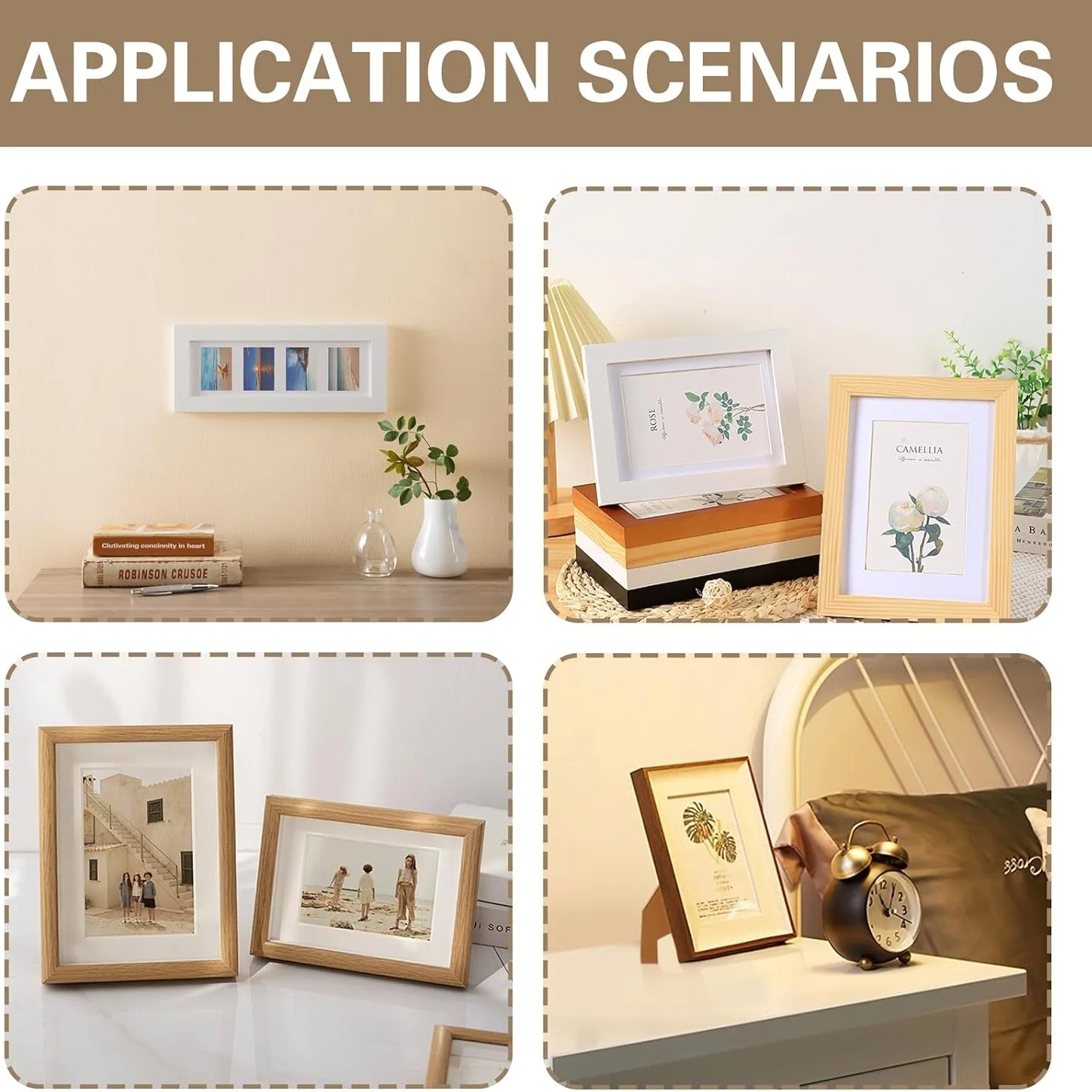 3Pcs 201 Stainless Steel Photo Frame Stand, Self‑Adhesive No‑Install Display Easel, Small‑Medium‑Large for Photos & Artworks