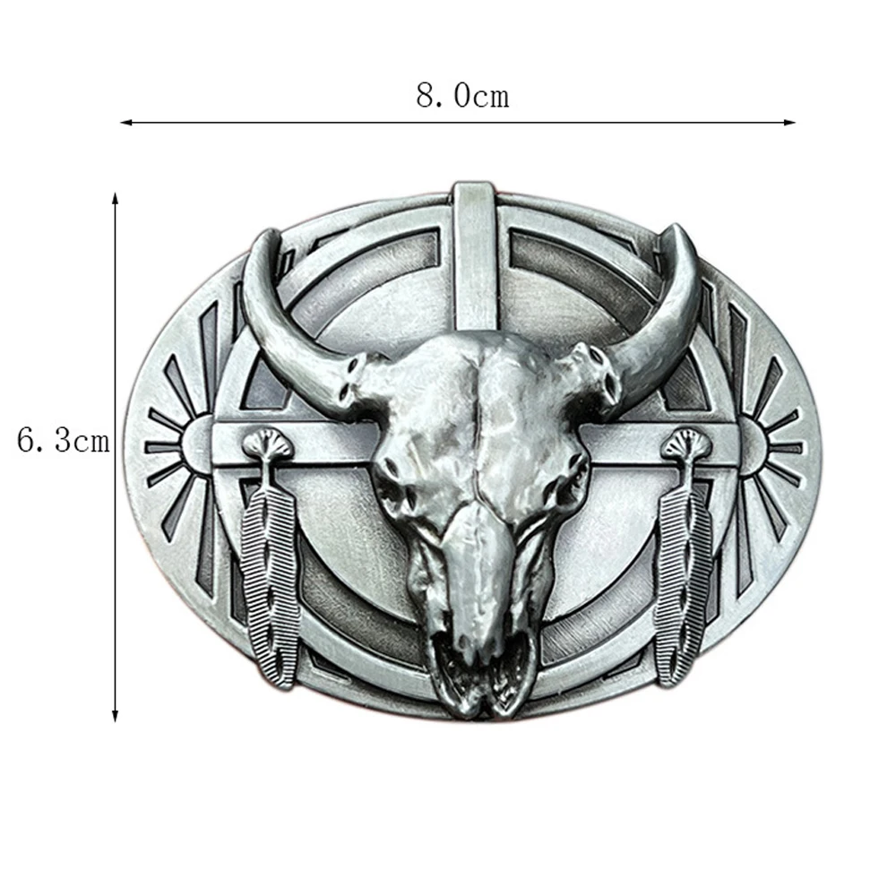 Owalny Metal ze stopu cynku indyjski plemię byk projektant zachodnich kowbojów klamra do paska dla mężczyzn 3.8cm