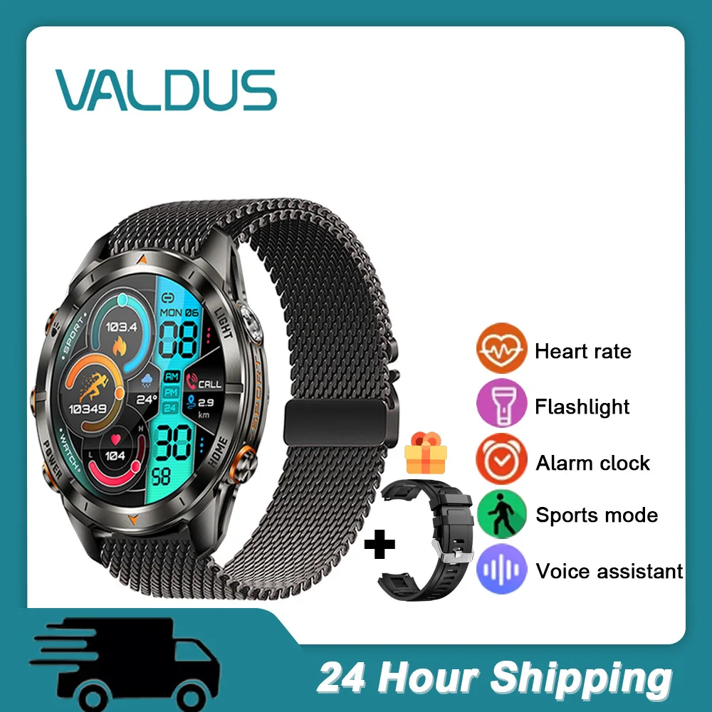 

VALDUS 2025 Новые умные часы VD27 Pro, водонепроницаемый голосовой помощник, фонарик с пульсометром для Android IOS, спортивные умные часы на открытом воздухе