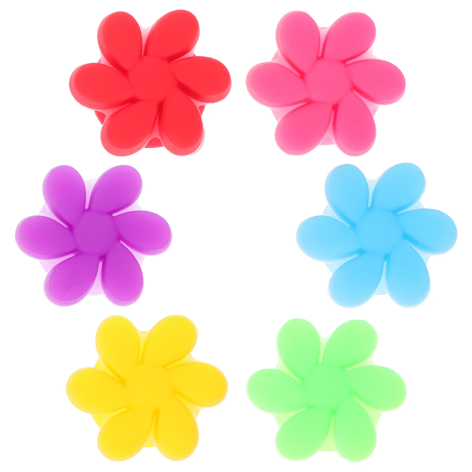 

6pcs Decorative Drink Markers Glass Label Silicone Drink Markers Decorative Flower Charm Banquet Party Reusable