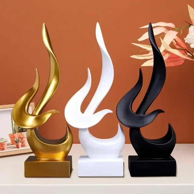 

Modern Black White Gold Resin Flame Bird Ornament Home Livingroom Desktop Figurines Decoration Bookcase Cabinet Sculpture Crafts