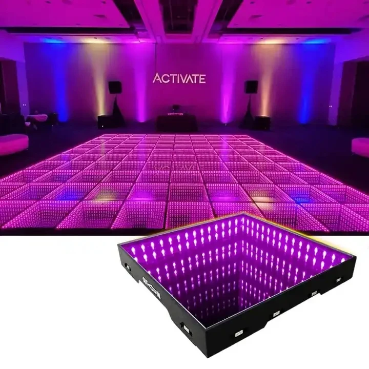 Portable Outdoor Wedding Dj Lighting Light up Magnetic 3D Infinity Mirror Rgb Led Display Interactive Led Dance Floor for Sale