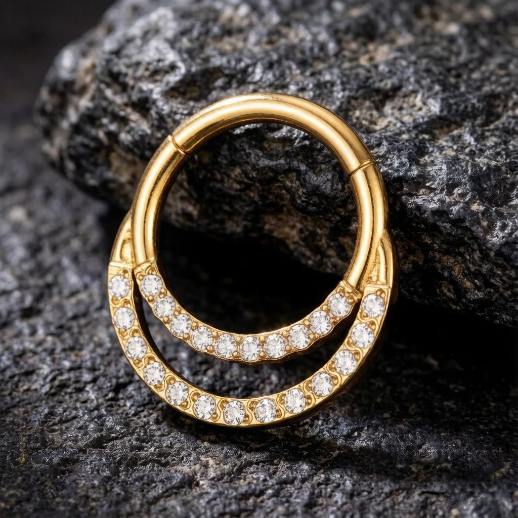 G23 Titanium Piercing Nose Rings Hinged Septum Clicker Segment Golden Ear Tragus Cartilage Helix Daith Lip Body Piercings