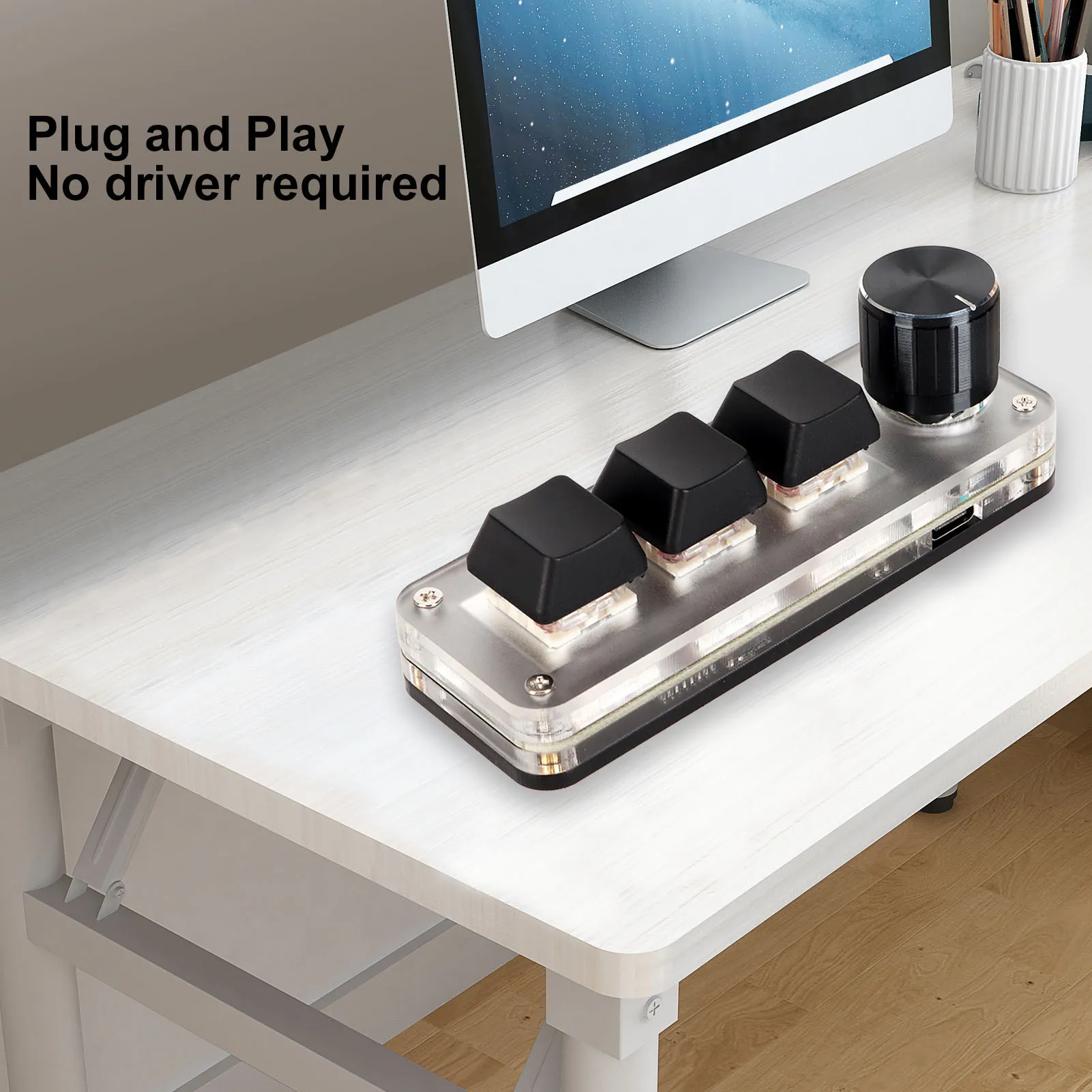 Red  Macro Keyboard Plug and Play Ergonomic Customized Knobs USB Mini Keypad for Desktop PC Red  Mechanical Keyboard