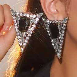 Geometry Triangle Earrings Retro Sparking Rhinestone Drop Earrings Fashion for Women Wedding Jewelry Accessories