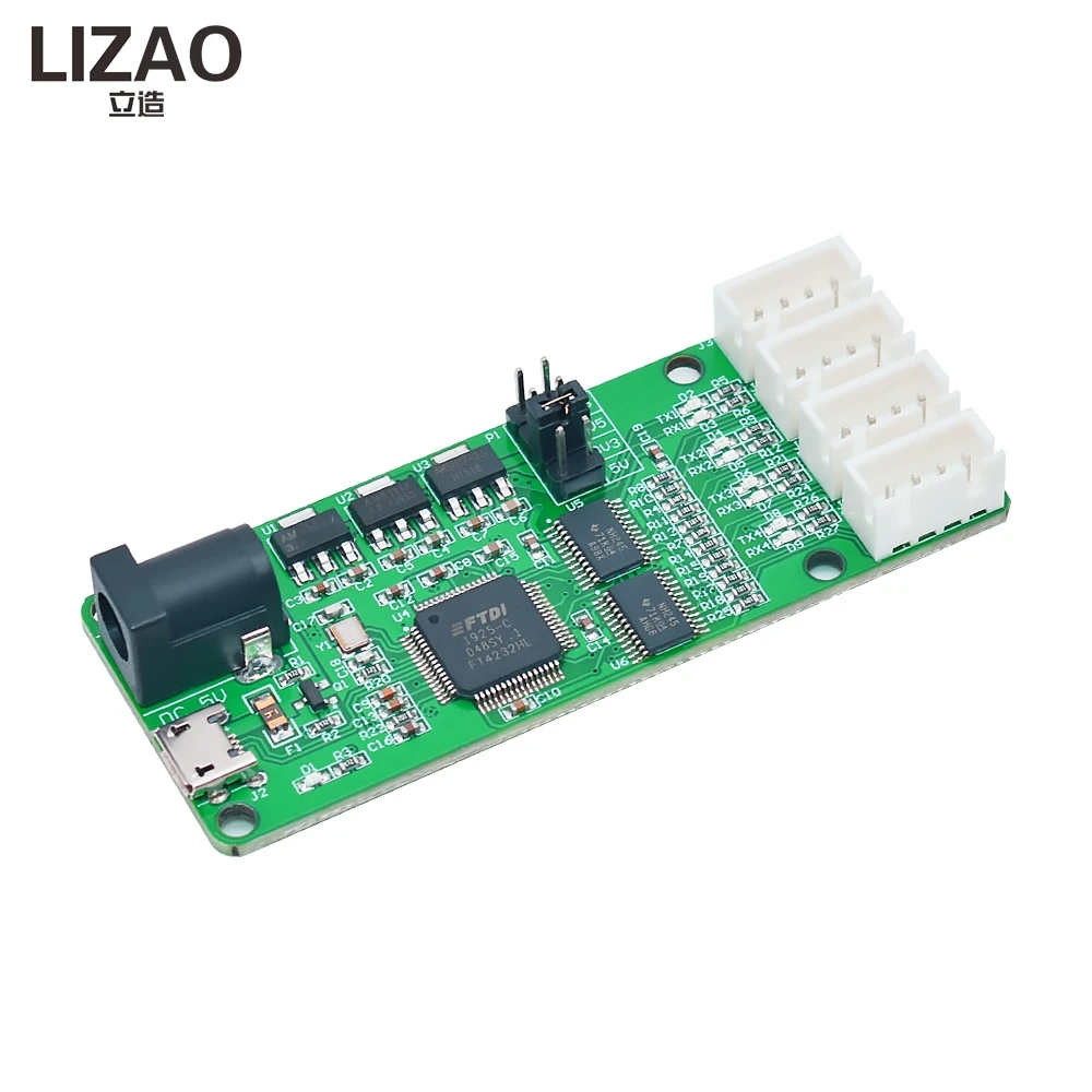 LIZAO FT4232HL USB to 4 Channel TTL UART Serial Adapter Module 1.8V/2.5V/3.3V 12Mbps High Speed Module