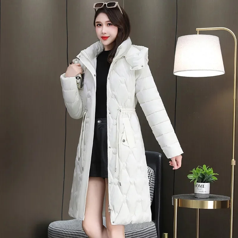 Doudoune longue à capuche pour femme, manteau rembourré en coton, épais, chaud, haute qualité, 4XL, nouveau, hiver, 2023