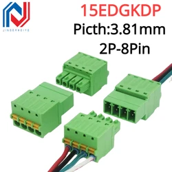 2sets 15EDG 3.81mm Terminal Block Solder-free Male and Female Docking 15EDGKDP 3.81MM Screw-free Spring Terminal 2/3/4/5/6/7/8P