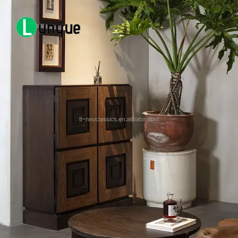 American Belgian Style Solid Pine Retro Kitchen Side Cabinet Living Room Storage Locker Eco Friendly Easy to Clean Furniture