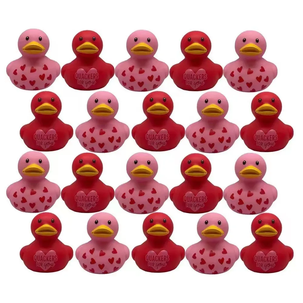 5-30Pcs 2 Inch Valentine Rubber Ducks in Bulk Valentine\'s Day Pink Red White Purple Small Heart Rubber Ducks for Pool Bathtub