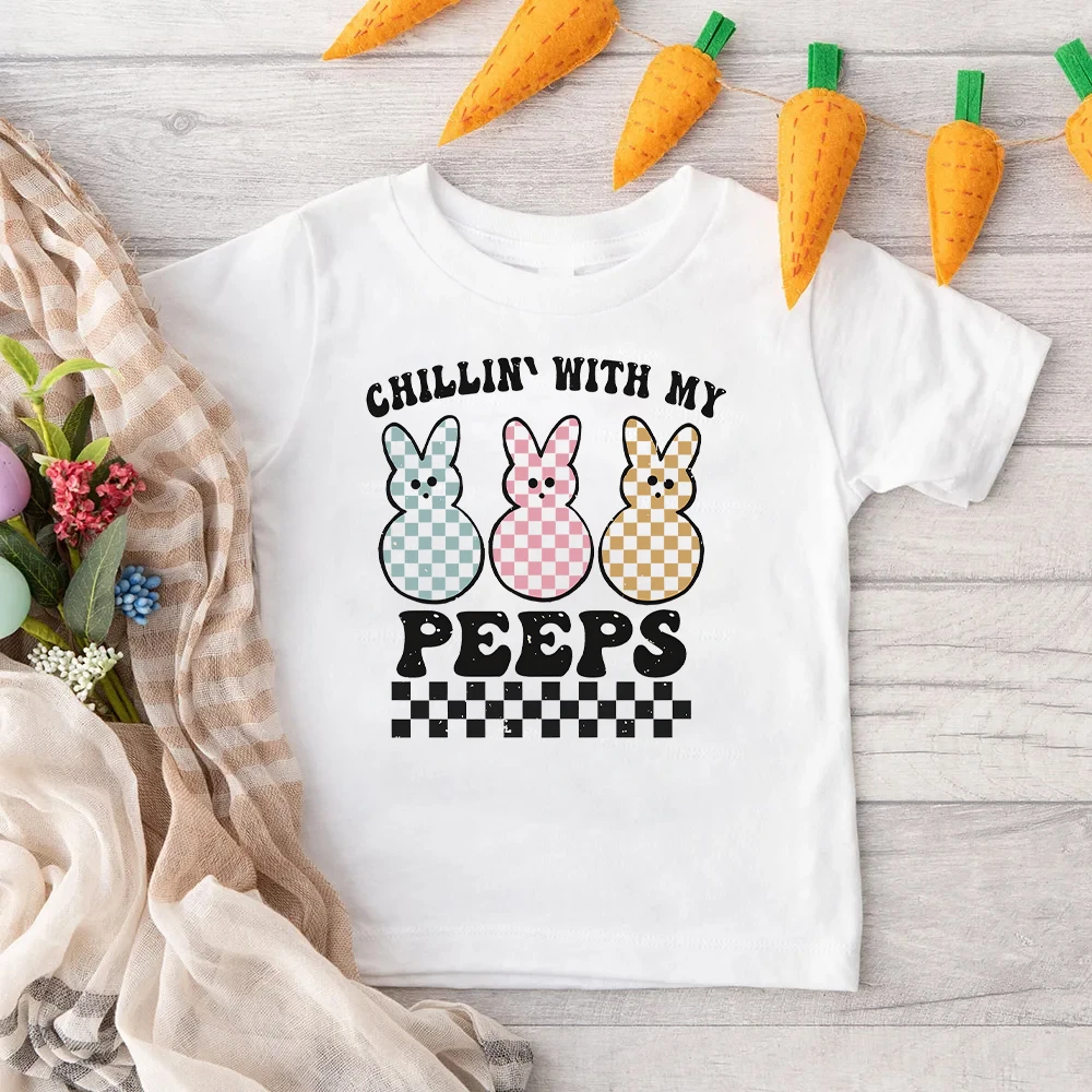 

Chillin' with My Peeps Print Easter Kids T-shirt Toddler Shirt Girl Boy Clothes Easter Party Outfits Kid Gift Shirts Child Tee