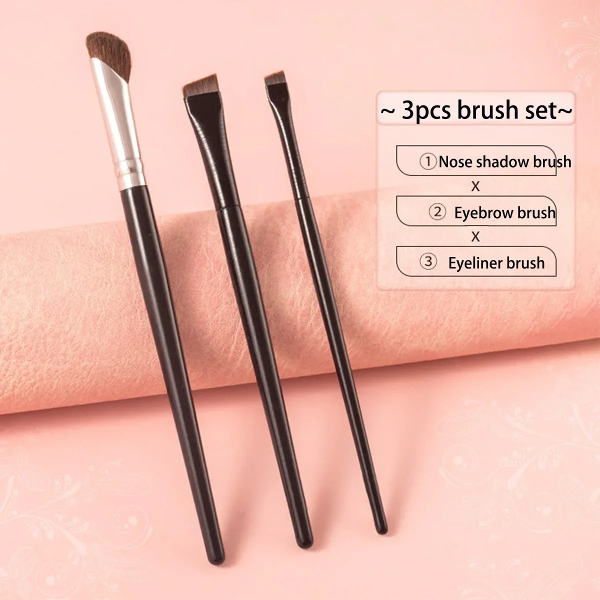 3本のメイクブラシセット、鼻輪郭、眉毛アイライナーブラシ付きプロフェッショナル化粧品ツールキット
