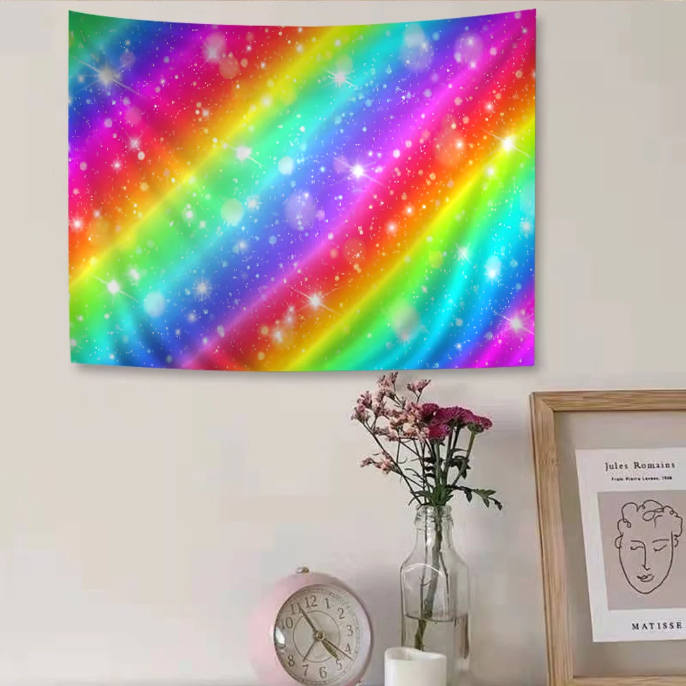 

Rainbow Colour Illusion Cartoon DIY Wall Tapestry Hanging Tarot Hippie Wall Rugs Dorm INS Home Decor