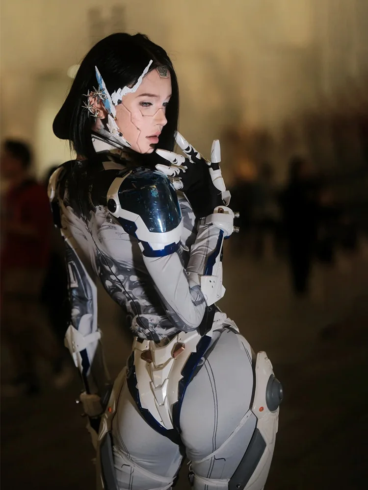 المستقبل AI الميكانيكية فتاة بذلة تأثيري مرونة عالية ضيقة المرأة السراويل الطويلة الماس منخفضة الخصر